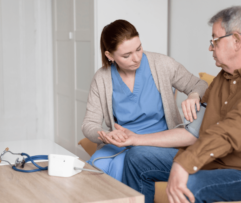 medium shot woman checking man medium shot woman checking man